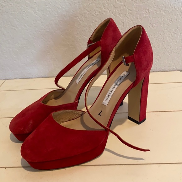 DVF red heels Diane von furstenberg shoes Red heels Heels